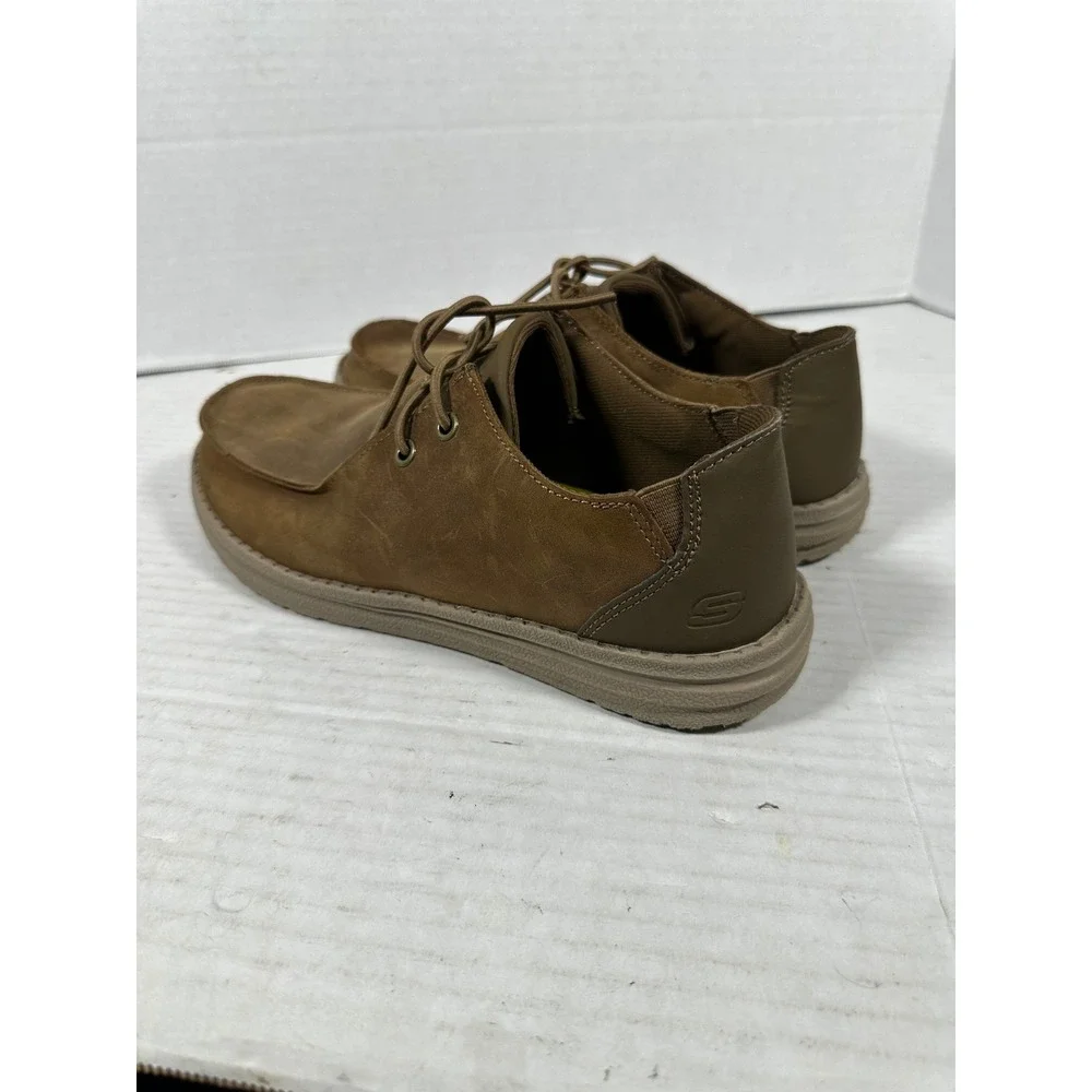 Skechers‎ Mens Relaxed Fit Memory Foam Leather Moc Toe Shoes Brown 210107 Size 8